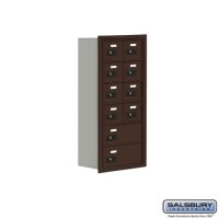 Salsbury Cell Phone Storage Locker - 6 Door High Unit (8 Inch Deep Compartments) - 8 A Doors and 2 B Doors - Bronze - Recessed Mounted - Resettable Combination Locks  19068-10ZRC