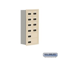 Salsbury Cell Phone Storage Locker - 6 Door High Unit (8 Inch Deep Compartments) - 8 A Doors and 2 B Doors - Sandstone - Recessed Mounted - Resettable Combination Locks  19068-10SRC