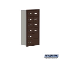 Salsbury Cell Phone Storage Locker - 6 Door High Unit (8 Inch Deep Compartments) - 8 A Doors and 2 B Doors - Bronze - Recessed Mounted - Master Keyed Locks  19068-10ZRK