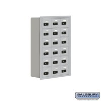 Salsbury Cell Phone Storage Locker - 6 Door High Unit (8 Inch Deep Compartments) - 18 A Doors - Aluminum - Recessed Mounted - Resettable Combination Locks  19068-18ARC