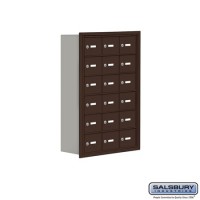 Salsbury Cell Phone Storage Locker - 6 Door High Unit (8 Inch Deep Compartments) - 18 A Doors - Bronze - Recessed Mounted - Master Keyed Locks  19068-18ZRK
