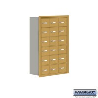 Salsbury Cell Phone Storage Locker - 6 Door High Unit (8 Inch Deep Compartments) - 18 A Doors - Gold - Recessed Mounted - Master Keyed Locks  19068-18GRK