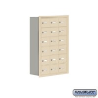 Salsbury Cell Phone Storage Locker - 6 Door High Unit (8 Inch Deep Compartments) - 18 A Doors - Sandstone - Recessed Mounted - Master Keyed Locks  19068-18SRK