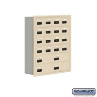 Salsbury Cell Phone Storage Locker - 6 Door High Unit (8 Inch Deep Compartments) - 16 A Doors and 4 B Doors - Aluminum - Recessed Mounted - Resettable Combination Locks  19068-20ARC