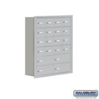 Salsbury Cell Phone Storage Locker - 6 Door High Unit (8 Inch Deep Compartments) - 16 A Doors and 4 B Doors - Aluminum - Recessed Mounted - Master Keyed Locks  19068-20ARK