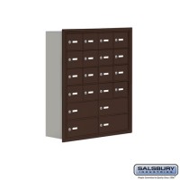 Salsbury Cell Phone Storage Locker - 6 Door High Unit (8 Inch Deep Compartments) - 16 A Doors and 4 B Doors - Bronze - Recessed Mounted - Master Keyed Locks  19068-20ZRK