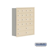 Salsbury Cell Phone Storage Locker - 6 Door High Unit (8 Inch Deep Compartments) - 16 A Doors and 4 B Doors - Sandstone - Recessed Mounted - Master Keyed Locks  19068-20SRK