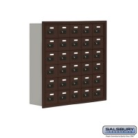 Salsbury Cell Phone Storage Locker - 6 Door High Unit (8 Inch Deep Compartments) - 30 A Doors - Bronze - Recessed Mounted - Resettable Combination Locks  19068-30ZRC
