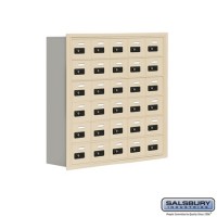 Salsbury Cell Phone Storage Locker - 6 Door High Unit (8 Inch Deep Compartments) - 30 A Doors - Sandstone - Recessed Mounted - Resettable Combination Locks  19068-30SRC
