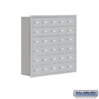 Salsbury Cell Phone Storage Locker - 6 Door High Unit (8 Inch Deep Compartments) - 30 A Doors - Aluminum - Recessed Mounted - Master Keyed Locks  19068-30ARK