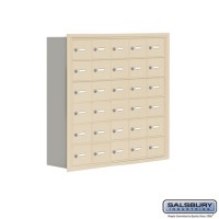 Salsbury Cell Phone Storage Locker - 6 Door High Unit (8 Inch Deep Compartments) - 30 A Doors - Sandstone - Recessed Mounted - Master Keyed Locks  19068-30SRK