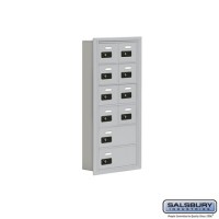 Salsbury Cell Phone Storage Locker - 6 Door High Unit (5 Inch Deep Compartments) - 8 A Doors and 2 B Doors - Aluminum - Recessed Mounted - Resettable Combination Locks  19065-10ARC