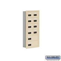 Salsbury Cell Phone Storage Locker - 6 Door High Unit (5 Inch Deep Compartments) - 8 A Doors and 2 B Doors - Sandstone - Recessed Mounted - Resettable Combination Locks  19065-10SRC