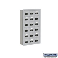 Salsbury Cell Phone Storage Locker - 6 Door High Unit (5 Inch Deep Compartments) - 18 A Doors - Aluminum - Recessed Mounted - Resettable Combination Locks  19065-18ARC