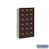 Salsbury Cell Phone Storage Locker - 6 Door High Unit (5 Inch Deep Compartments) - 18 A Doors - Bronze - Recessed Mounted - Resettable Combination Locks  19065-18ZRC