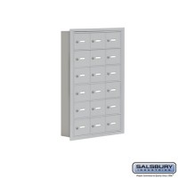 Salsbury Cell Phone Storage Locker - 6 Door High Unit (5 Inch Deep Compartments) - 18 A Doors - Aluminum - Recessed Mounted - Master Keyed Locks  19065-18ARK