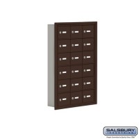 Salsbury Cell Phone Storage Locker - 6 Door High Unit (5 Inch Deep Compartments) - 18 A Doors - Bronze - Recessed Mounted - Master Keyed Locks  19065-18ZRK