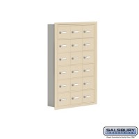 Salsbury Cell Phone Storage Locker - 6 Door High Unit (5 Inch Deep Compartments) - 18 A Doors - Sandstone - Recessed Mounted - Master Keyed Locks  19065-18SRK