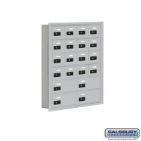 Salsbury Cell Phone Storage Locker - 6 Door High Unit (5 Inch Deep Compartments) - 16 A Doors and 4 B Doors - Aluminum - Recessed Mounted - Resettable Combination Locks  19065-20ARC