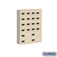 Salsbury Cell Phone Storage Locker - 6 Door High Unit (5 Inch Deep Compartments) - 16 A Doors and 4 B Doors - Sandstone - Recessed Mounted - Resettable Combination Locks  19065-20SRC