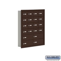Salsbury Cell Phone Storage Locker - 6 Door High Unit (5 Inch Deep Compartments) - 16 A Doors and 4 B Doors - Bronze - Recessed Mounted - Master Keyed Locks  19065-20ZRK