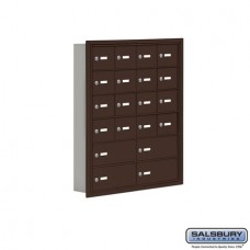 Salsbury Cell Phone Storage Locker - 6 Door High Unit (5 Inch Deep Compartments) - 16 A Doors and 4 B Doors - Bronze - Recessed Mounted - Master Keyed Locks  19065-20ZRK
