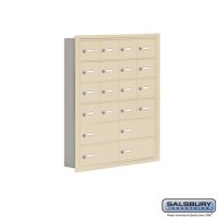 Salsbury Cell Phone Storage Locker - 6 Door High Unit (5 Inch Deep Compartments) - 16 A Doors and 4 B Doors - Sandstone - Recessed Mounted - Master Keyed Locks  19065-20SRK