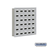 Salsbury Cell Phone Storage Locker - 6 Door High Unit (5 Inch Deep Compartments) - 30 A Doors - Aluminum - Recessed Mounted - Resettable Combination Locks  19065-30ARC