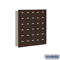 Salsbury Cell Phone Storage Locker - 6 Door High Unit (5 Inch Deep Compartments) - 30 A Doors - Bronze - Recessed Mounted - Resettable Combination Locks  19065-30ZRC