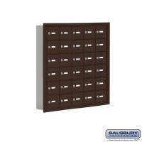 Salsbury Cell Phone Storage Locker - 6 Door High Unit (5 Inch Deep Compartments) - 30 A Doors - Bronze - Recessed Mounted - Master Keyed Locks  19065-30ZRK