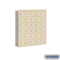 Salsbury Cell Phone Storage Locker - 6 Door High Unit (5 Inch Deep Compartments) - 30 A Doors - Sandstone - Recessed Mounted - Master Keyed Locks  19065-30SRK
