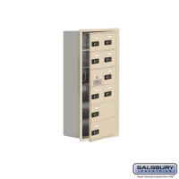 Salsbury Cell Phone Storage Locker - with Front Access Panel - 6 Door High Unit (8 Inch Deep Compartments) - 8 A Doors (7 usable) and 2 B Doors - Sandstone - Recessed Mounted - Resettable Combination Locks  19168-10SRC
