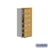 Salsbury Cell Phone Storage Locker - with Front Access Panel - 6 Door High Unit (8 Inch Deep Compartments) - 8 A Doors (7 usable) and 2 B Doors - Gold - Recessed Mounted - Master Keyed Locks  19168-10GRK