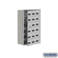 Salsbury Cell Phone Storage Locker - with Front Access Panel - 6 Door High Unit (8 Inch Deep Compartments) - 18 A Doors (17 usable) - Aluminum - Recessed Mounted - Resettable Combination Locks  19168-18ARC