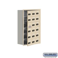 Salsbury Cell Phone Storage Locker - with Front Access Panel - 6 Door High Unit (8 Inch Deep Compartments) - 18 A Doors (17 usable) - Sandstone - Recessed Mounted - Resettable Combination Locks  19168-18SRC
