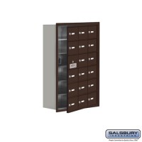 Salsbury Cell Phone Storage Locker - with Front Access Panel - 6 Door High Unit (8 Inch Deep Compartments) - 18 A Doors (17 usable) - Bronze - Recessed Mounted - Master Keyed Locks  19168-18ZRK