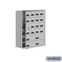 Salsbury Cell Phone Storage Locker - with Front Access Panel - 6 Door High Unit (8 Inch Deep Compartments) - 16 A Doors (15 usable) and 4 B Doors - Aluminum - Recessed Mounted - Resettable Combination Locks  19168-20ARC