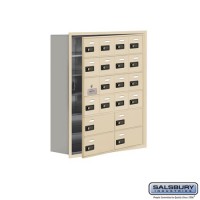 Salsbury Cell Phone Storage Locker - with Front Access Panel - 6 Door High Unit (8 Inch Deep Compartments) - 16 A Doors (15 usable) and 4 B Doors - Sandstone - Recessed Mounted - Resettable Combination Locks  19168-20SRC