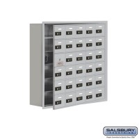 Salsbury Cell Phone Storage Locker - with Front Access Panel - 6 Door High Unit (8 Inch Deep Compartments) - 30 A Doors (29 usable) - Aluminum - Recessed Mounted - Resettable Combination Locks  19168-30ARC