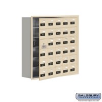 Salsbury Cell Phone Storage Locker - with Front Access Panel - 6 Door High Unit (8 Inch Deep Compartments) - 30 A Doors (29 usable) - Sandstone - Recessed Mounted - Resettable Combination Locks  19168-30SRC