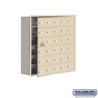 Salsbury Cell Phone Storage Locker - with Front Access Panel - 6 Door High Unit (8 Inch Deep Compartments) - 30 A Doors (29 usable) - Sandstone - Recessed Mounted - Master Keyed Locks  19168-30SRK