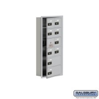 Salsbury Cell Phone Storage Locker - with Front Access Panel - 6 Door High Unit (5 Inch Deep Compartments) - 8 A Doors (7 usable) and 2 B Doors - Aluminum - Recessed Mounted - Resettable Combination Locks  19165-10ARC