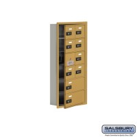 Salsbury Cell Phone Storage Locker - with Front Access Panel - 6 Door High Unit (5 Inch Deep Compartments) - 8 A Doors (7 usable) and 2 B Doors - Gold - Recessed Mounted - Resettable Combination Locks  19165-10GRC