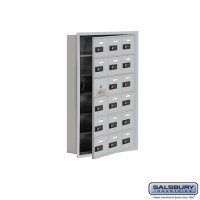Salsbury Cell Phone Storage Locker - with Front Access Panel - 6 Door High Unit (5 Inch Deep Compartments) - 18 A Doors (17 usable) - Aluminum - Recessed Mounted - Resettable Combination Locks  19165-18ARC