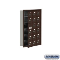 Salsbury Cell Phone Storage Locker - with Front Access Panel - 6 Door High Unit (5 Inch Deep Compartments) - 18 A Doors (17 usable) - Bronze - Recessed Mounted - Resettable Combination Locks  19165-18ZRC
