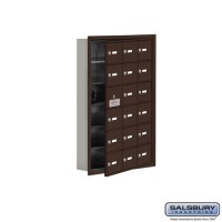 Salsbury Cell Phone Storage Locker - with Front Access Panel - 6 Door High Unit (5 Inch Deep Compartments) - 18 A Doors (17 usable) - Bronze - Recessed Mounted - Master Keyed Locks  19165-18ZRK