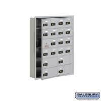 Salsbury Cell Phone Storage Locker - with Front Access Panel - 6 Door High Unit (5 Inch Deep Compartments) - 16 A Doors (15 usable) and 4 B Doors - Aluminum - Recessed Mounted - Resettable Combination Locks  19165-20ARC