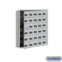 Salsbury Cell Phone Storage Locker - with Front Access Panel - 6 Door High Unit (5 Inch Deep Compartments) - 30 A Doors (29 usable) - Aluminum - Recessed Mounted - Resettable Combination Locks  19165-30ARC