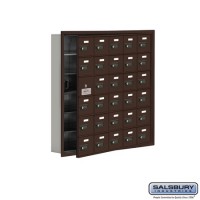 Salsbury Cell Phone Storage Locker - with Front Access Panel - 6 Door High Unit (5 Inch Deep Compartments) - 30 A Doors (29 usable) - Bronze - Recessed Mounted - Resettable Combination Locks  19165-30ZRC