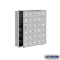 Salsbury Cell Phone Storage Locker - with Front Access Panel - 6 Door High Unit (5 Inch Deep Compartments) - 30 A Doors (29 usable) - Aluminum - Recessed Mounted - Master Keyed Locks  19165-30ARK